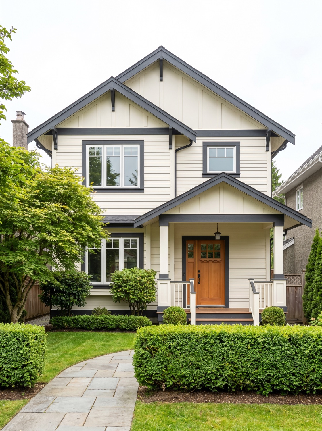 A freshly repainted home exterior facade