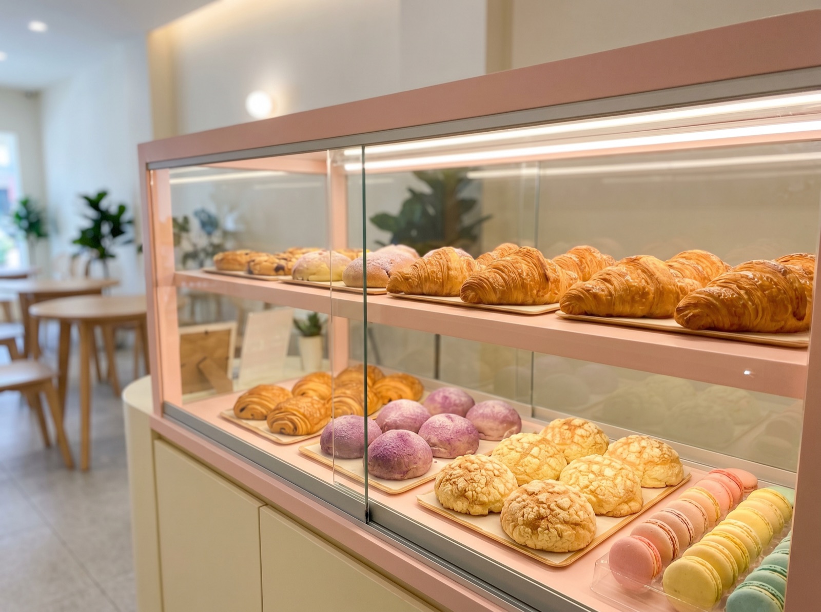 An overhead spread of the bakery selection