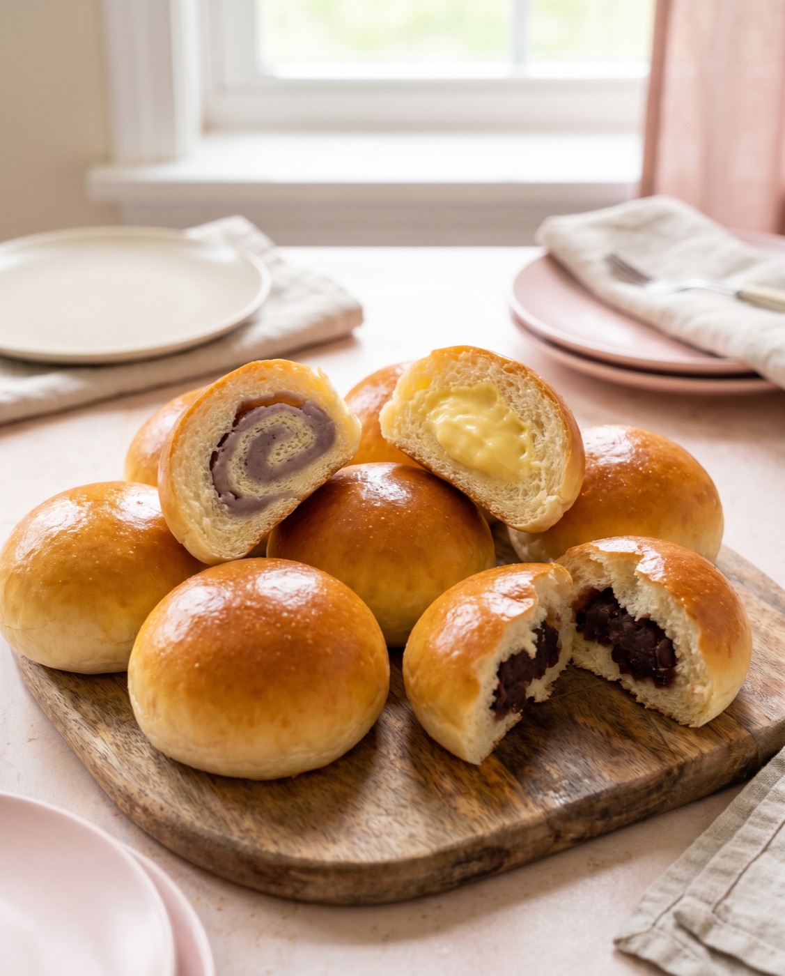 Taro and Custard Buns, freshly made