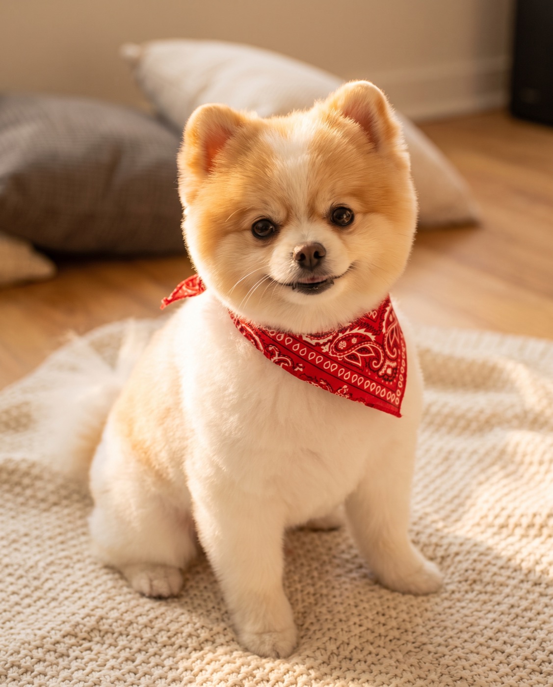 A freshly groomed fluffy dog