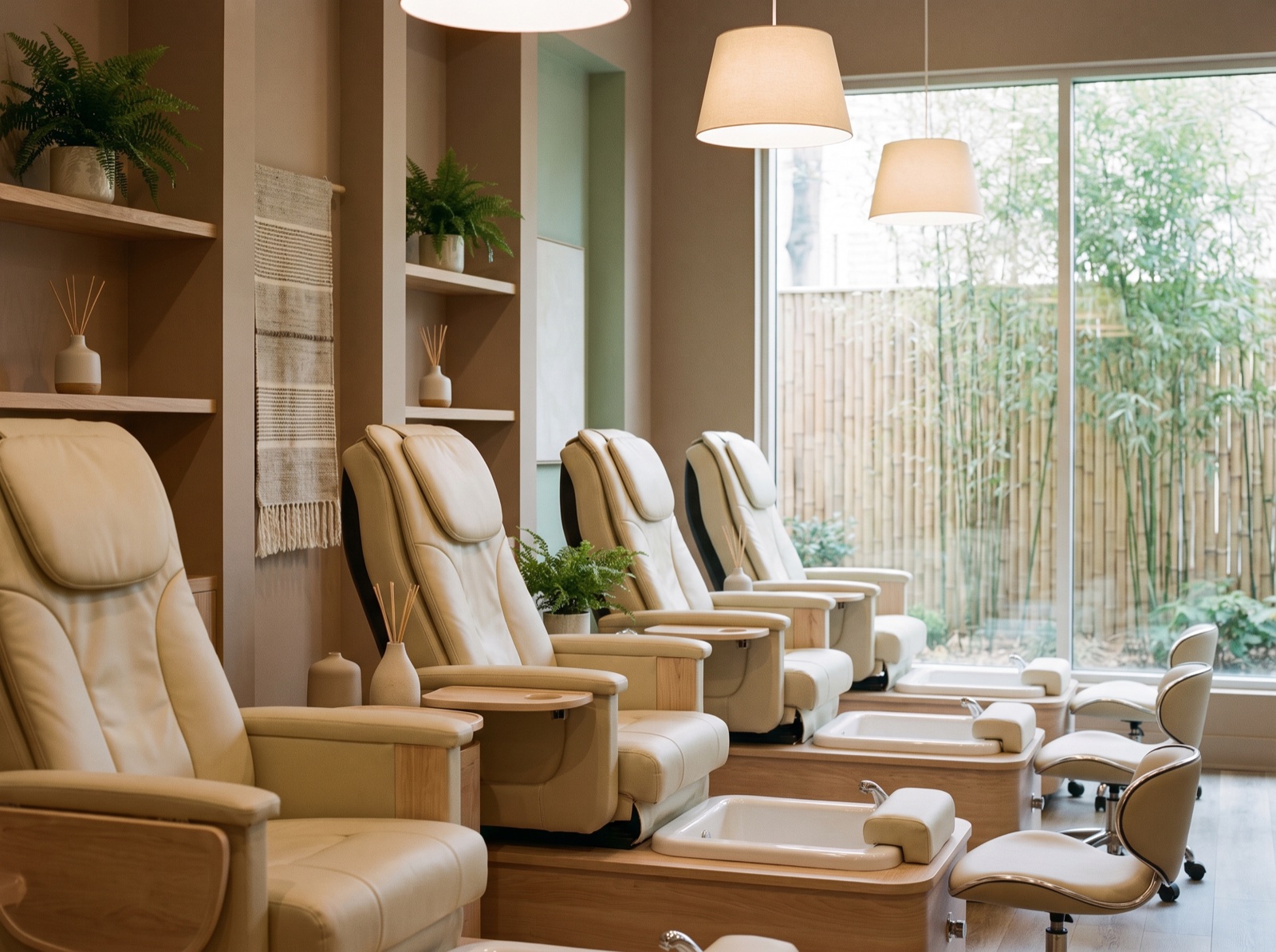 The calm, clean interior of Vacation Nails and Spa
