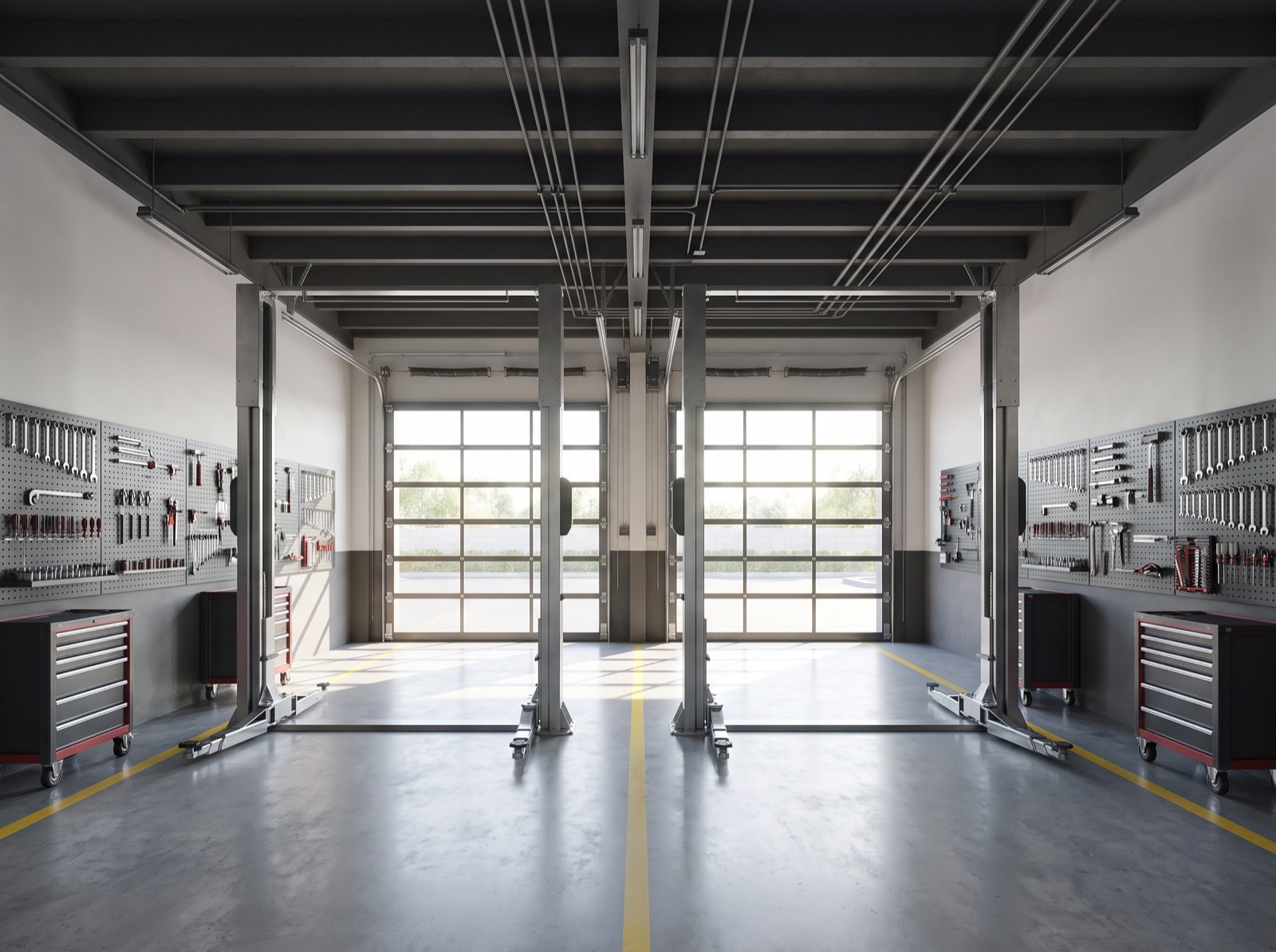 A clean service bay at Walid Auto Repair